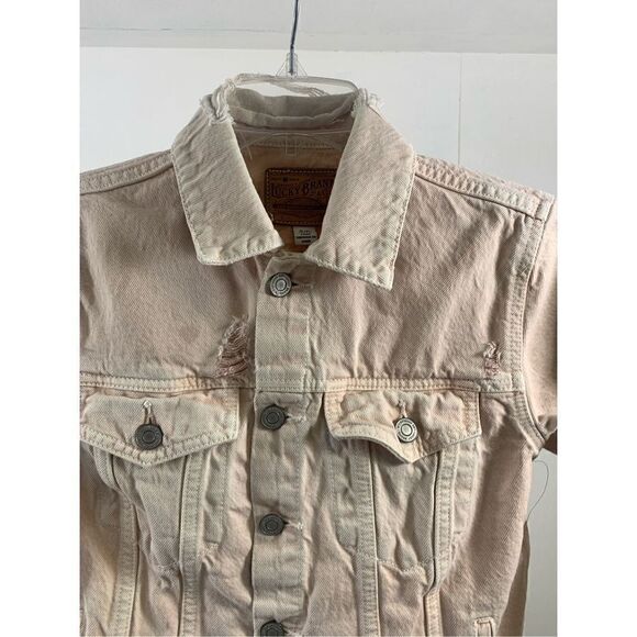 Lucky Brand Peach Distressed Denim Jacket Size S - Picture 3 of 10